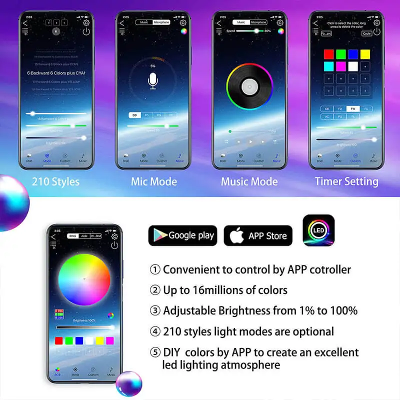4Style 12V Flowing Color RGB LED Strip Under Car 90*120 Tube Underglow Underbody System Neon Light Bluetooth App Control
