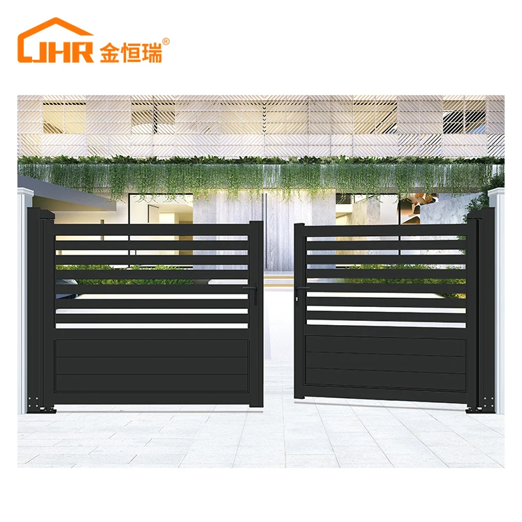 JHR High End Factory Custom Smart Electric Exterior Fancy Villa Private Yard Swing Aluminium Gates For Houses