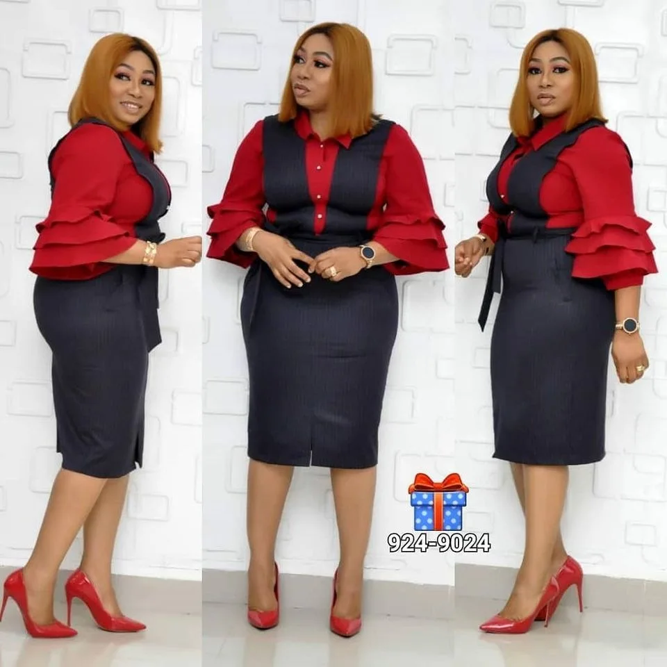 ladies clothing Faux Two Piece Patchwork Striped Print Ruffles sleeve turkey ladies dress suit women dresses for office work