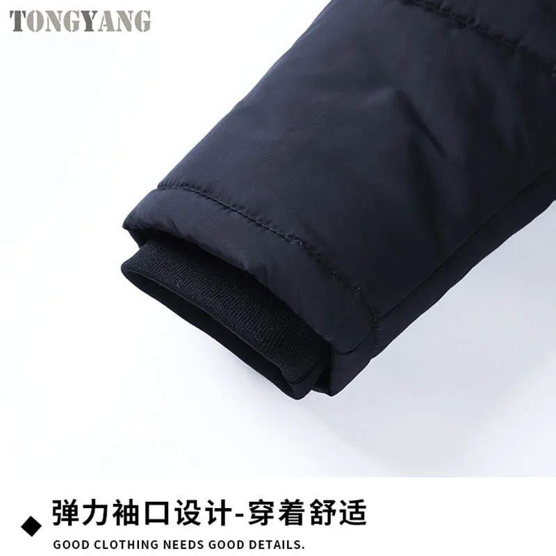 TONGYANG New Men Winter Parka Fleece Lined Thick Warm Hooded Fur Collar Coat Male Size 5XL Plush Jacket Autumn Work Outwearing
