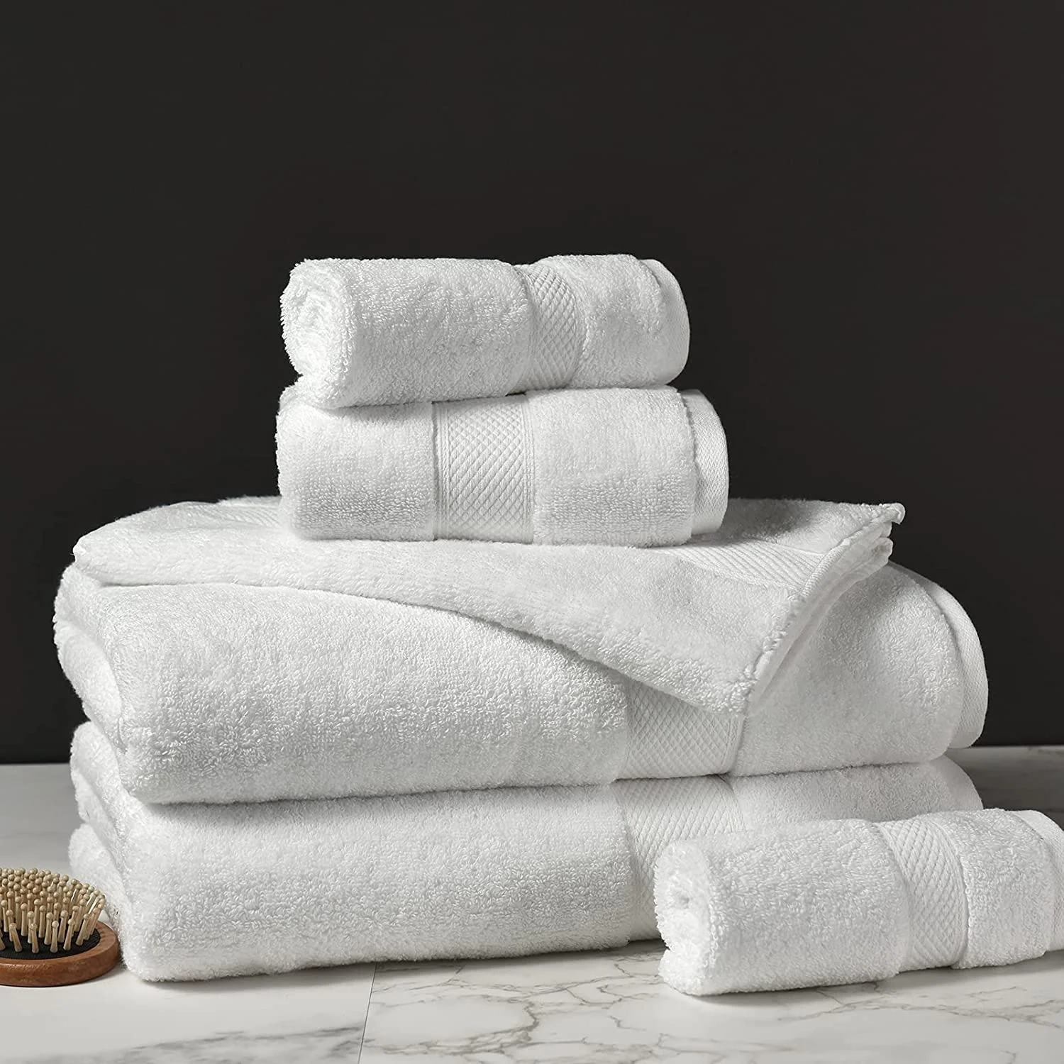 Fluffy Absorbent 32S double loops 100% cotton bath towel set plain terry white 5 star hotel living towels