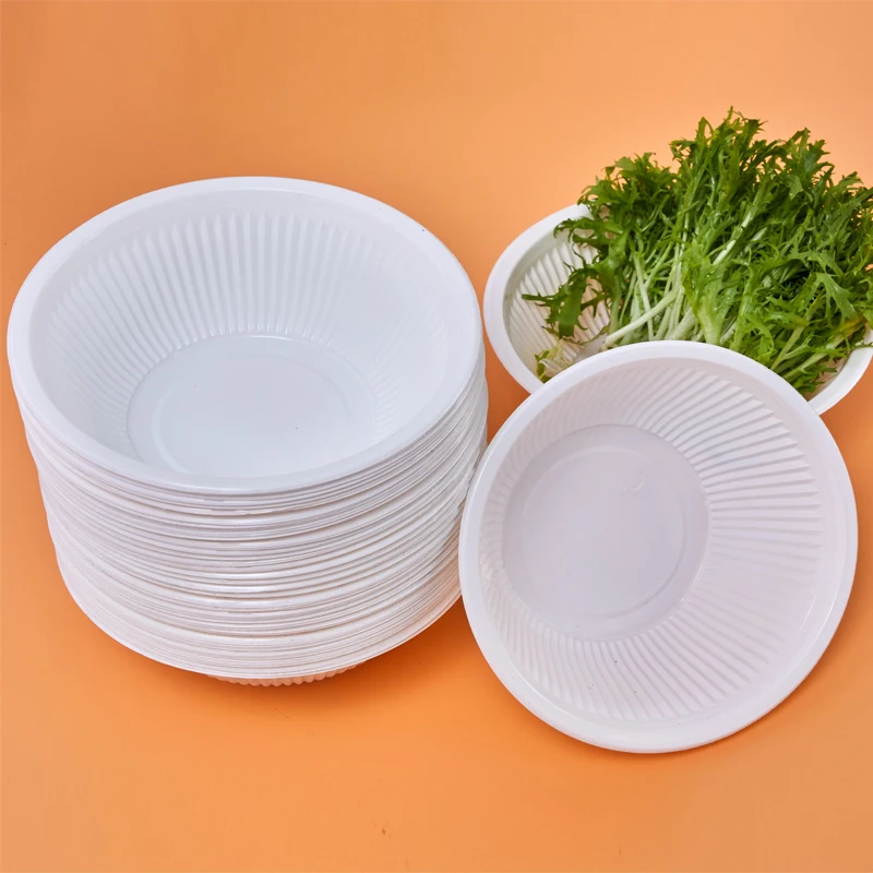 Factory Wholesale Deep White Disposable round Plastic Blister Plates 29OZ & 32OZ Food Grade PP for Parties & Meals