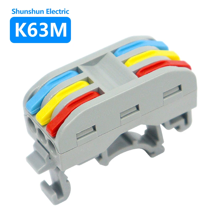 Fast easy safe din rail wire cable connector 3 in 3 out factory manufacturer Model K63M