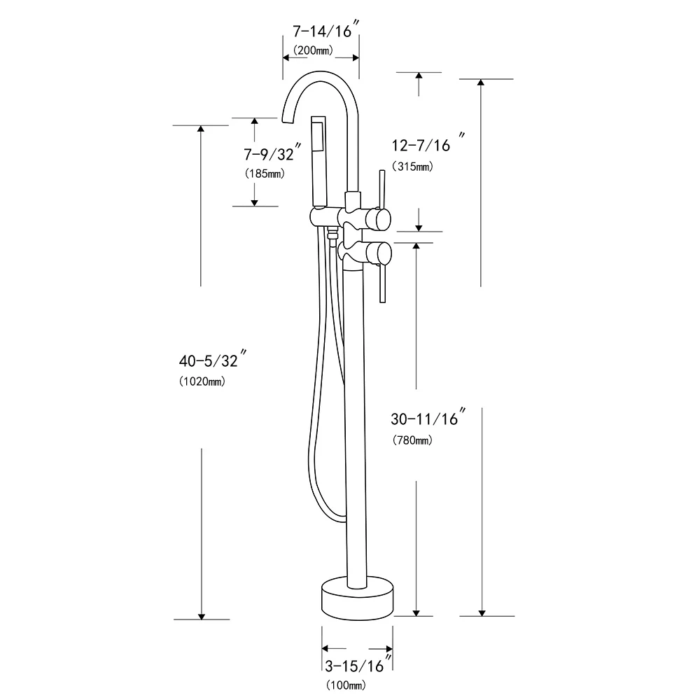 Yundoom OEM Ducha Floor Stand Bathroom Faucet Accessories Rain Spinning Shower Head Hand Heater Mixer Set