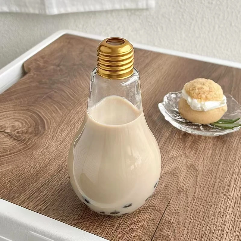 200ml clear light bulb shaped glass juice beverage container bottle
