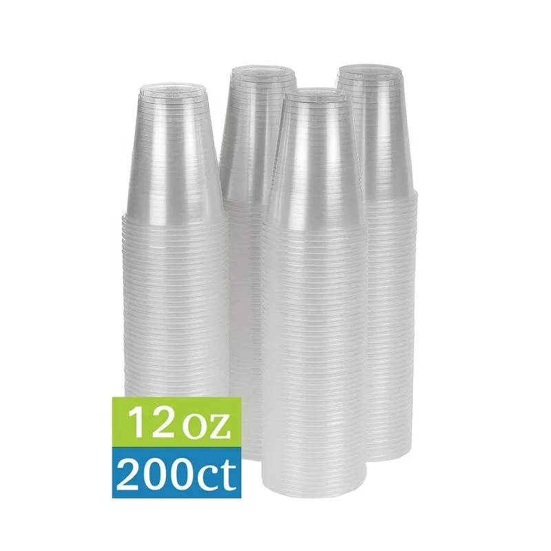 Прозрачные пластиковые чашки 12 унций, одноразовые чашки для холодных напитков, не содержит Бисфенол А