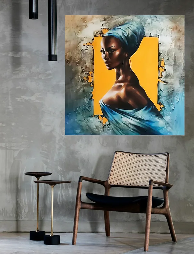 African Woman Female Portrait Black Girl Beauty Oil Art Girl Portrait Face Original Queen Oil painting for Home Wall Art Decor