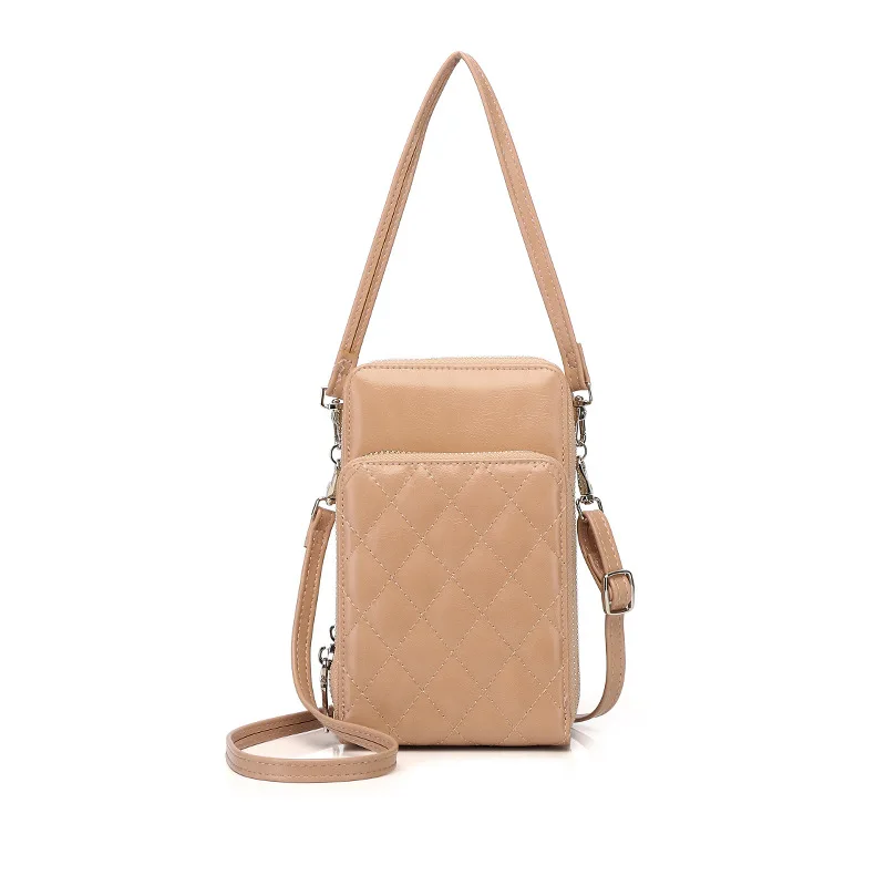 Hot sale PU leather large capacity diamond crossbody shoulder bag phone wallet for women