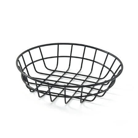 Black color round shape Mini small fried basket potato basket iron line restaurant frying chicken snack frying basket