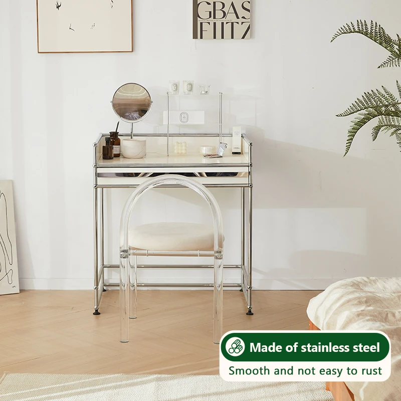 Nordic stainless steel dressing table, small apartment, high value, simple and minimalist designer dresser