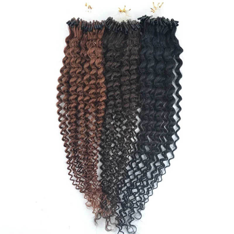 Micro Ring Links Human Hair Extensions Easy Loop Beads Remy Natural Brazilian Curly Chinese Hair 100% Real Human Hair