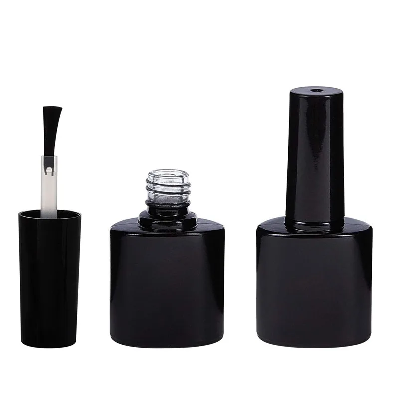 Customized Design Nail Polish Square Bottle Long Round 7ml 5ml 10ml black Nail Polish Bottle
