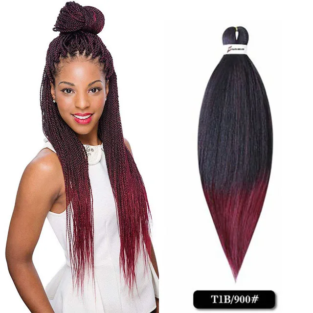 Оптовая продажа синтетические волосы косы для увеличения объема волос пре-очень эластичная заплетённые яки прямые