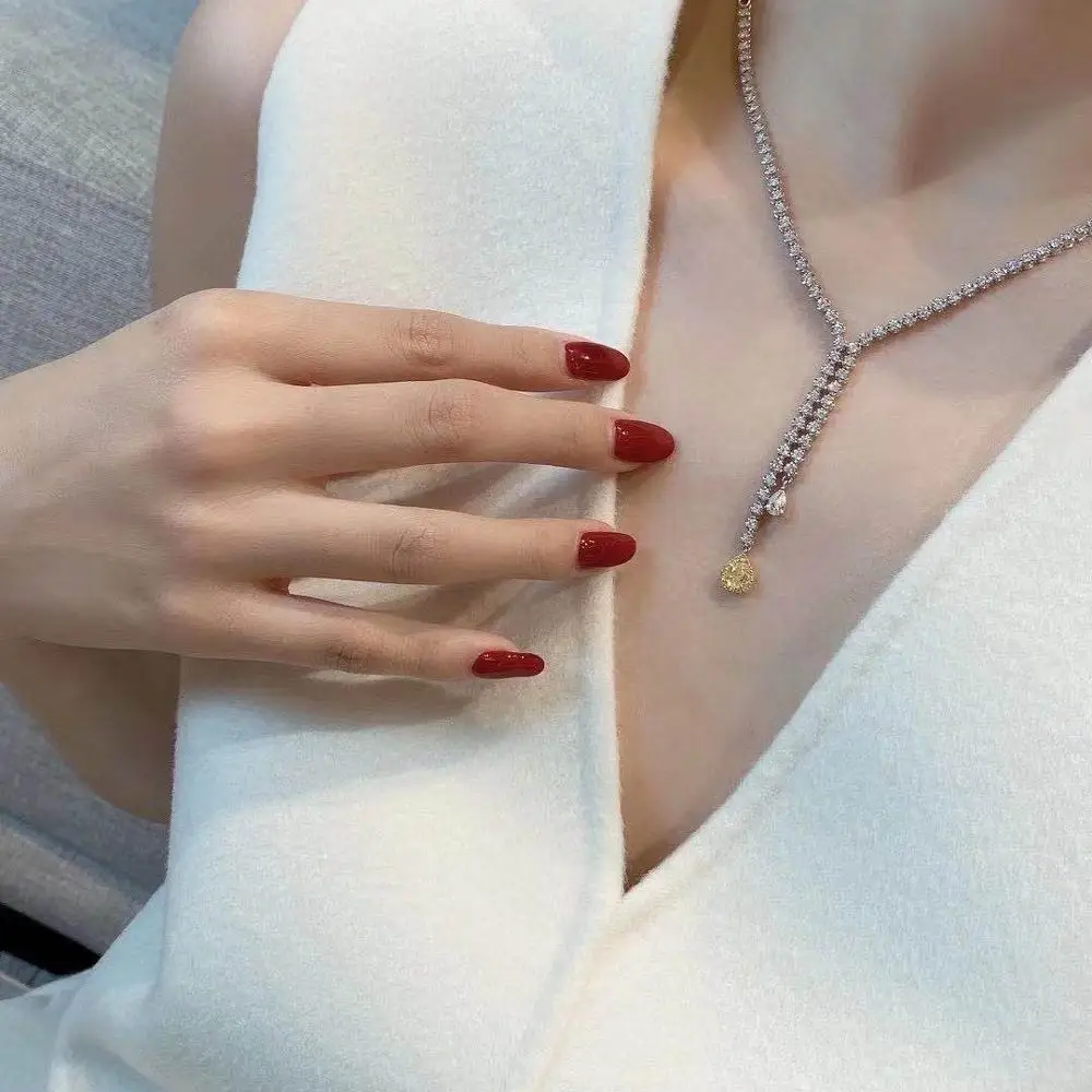 Custom 14K 18K yellow diamond natural stone necklace jewerly necklace