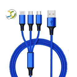Micro USB Type C Charger Cable Cheap Nylon Braided 3 In 1 Fast Charging Usb Cables