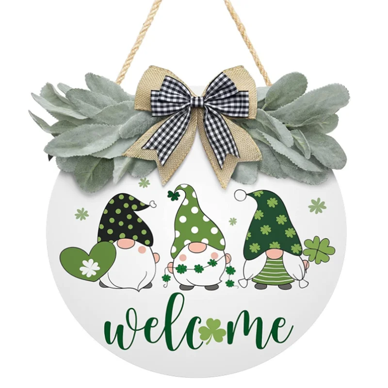 Custom Round Wooden Hanging Front Door Welcome Wall Sign Plaque Board Wooden Decorations for Home Wooden Welcome Sign