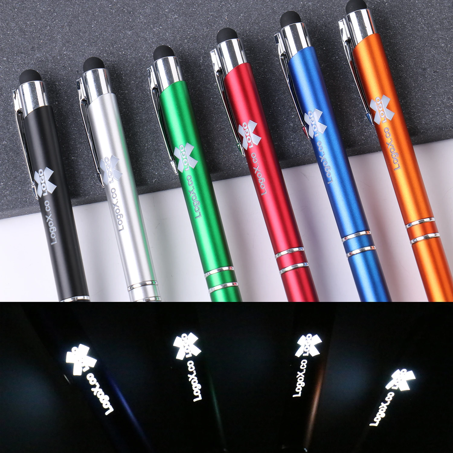 Factory Wholesale 3 in 1 Multi-Function Metal stylus Led Light Flashlight Pen Laser Logo Light Pen Torch Light Ballpoint Pen