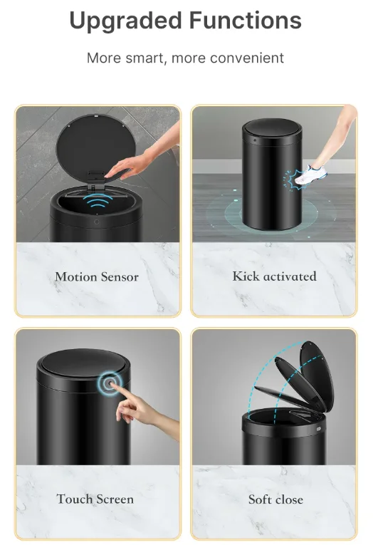 30L Large Smart Trash Can, Touchless Vibration Induction With Lid, Automatic Sensor Waste Bin Smart Home Products