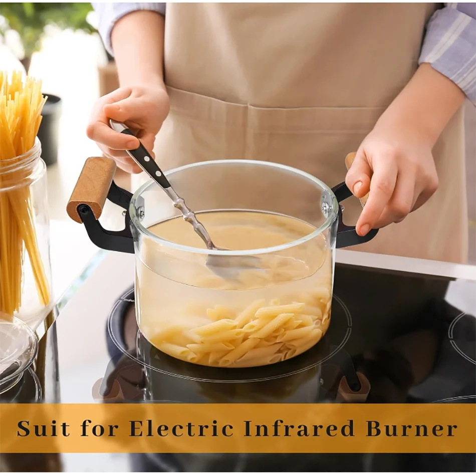 hot selling designer multi function borosilicate clear home kitchen portable high temperature porridge hot pot glass cooking pot