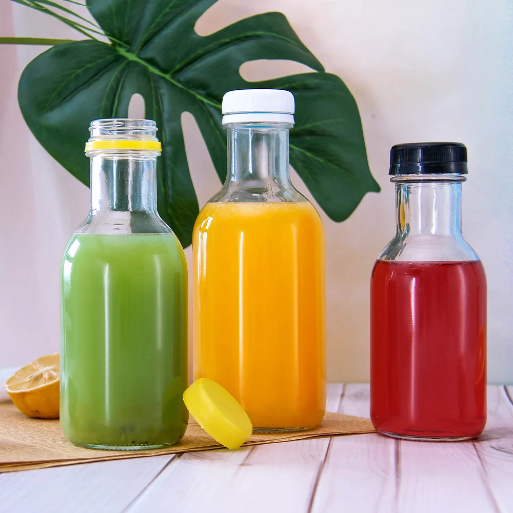 New Design Cylinder Glass Bottles with Screw Aluminum Plastic Lid for Beverage Soy Chili Sauce