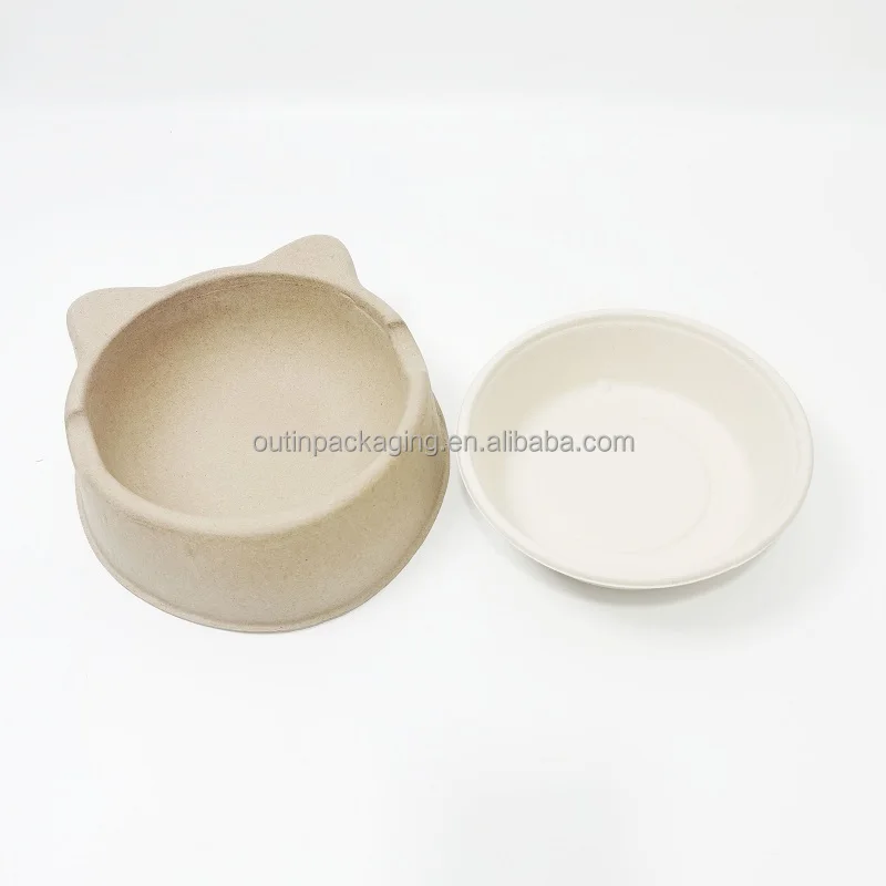 disposable Biodegradable Eco-friendly Pet Food Feeder tray mold Bamboo bagasse Fiber paper pulp Dog Cat Bowl pet lunch box