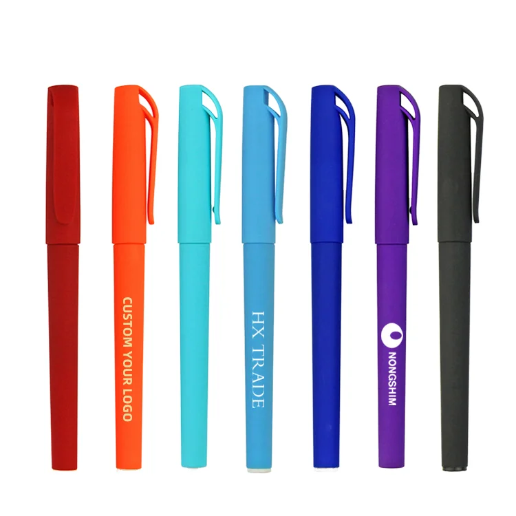 Custom Logo Print colorful Plastic Gel Black Ink Pen with 0.5mm Black Gel Ink pen