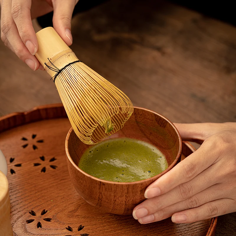 Natural And Black Bamboo Handmade Bamboo Matcha Tea Hand Whisk Chasen for Matcha Whisk Set
