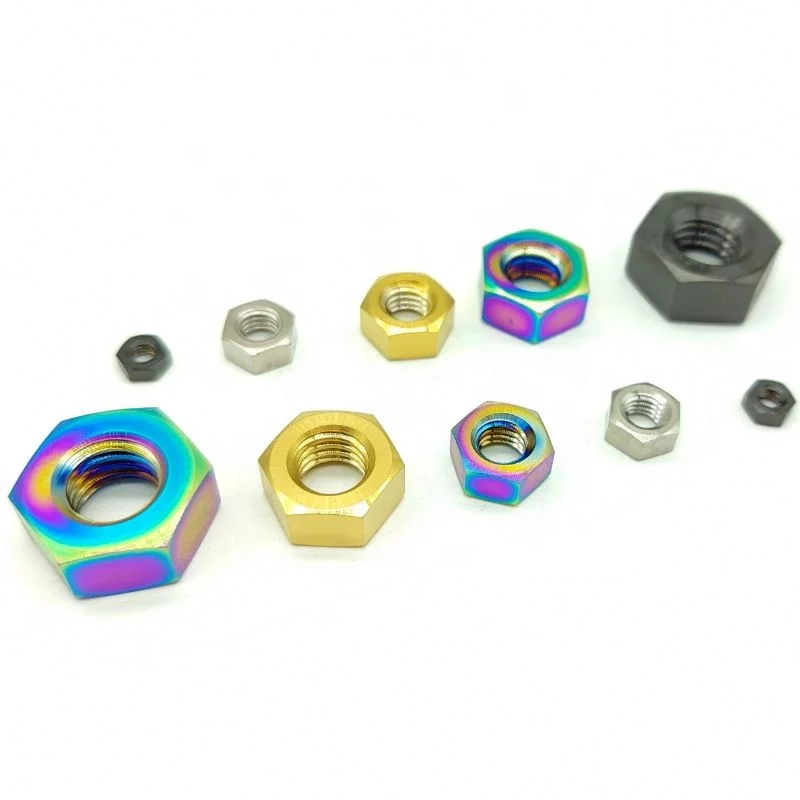 Plain Color ASTM A194 Anodized Titanium Grade 2 Gr 5 UNC UNF Thread Heavy Hexagon Hex Nut DIN 6330