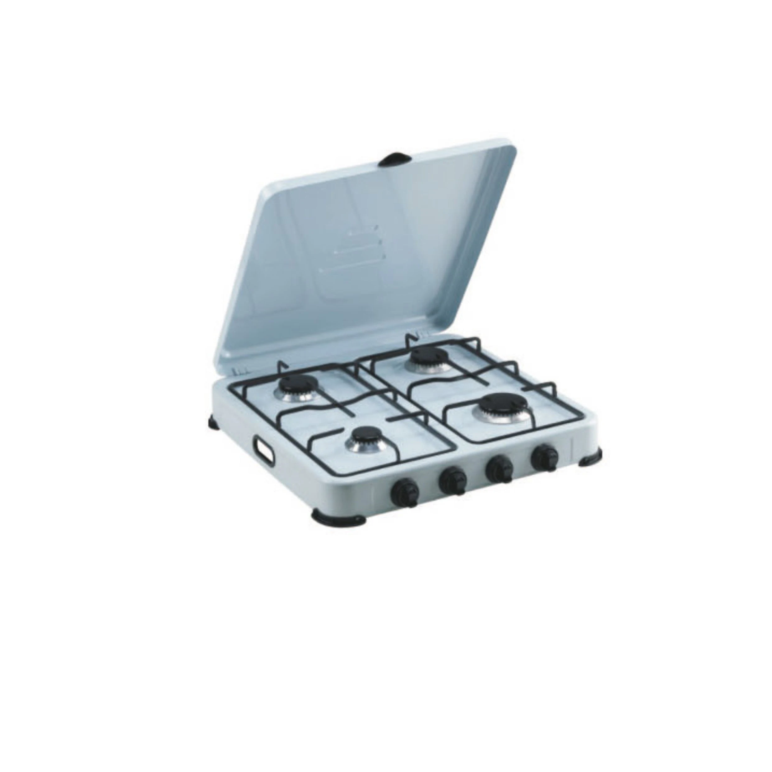 Портативная газовая плита с 4 горелками и электрическим зажиганием в европейском стиле с крышкой для варочной панели
