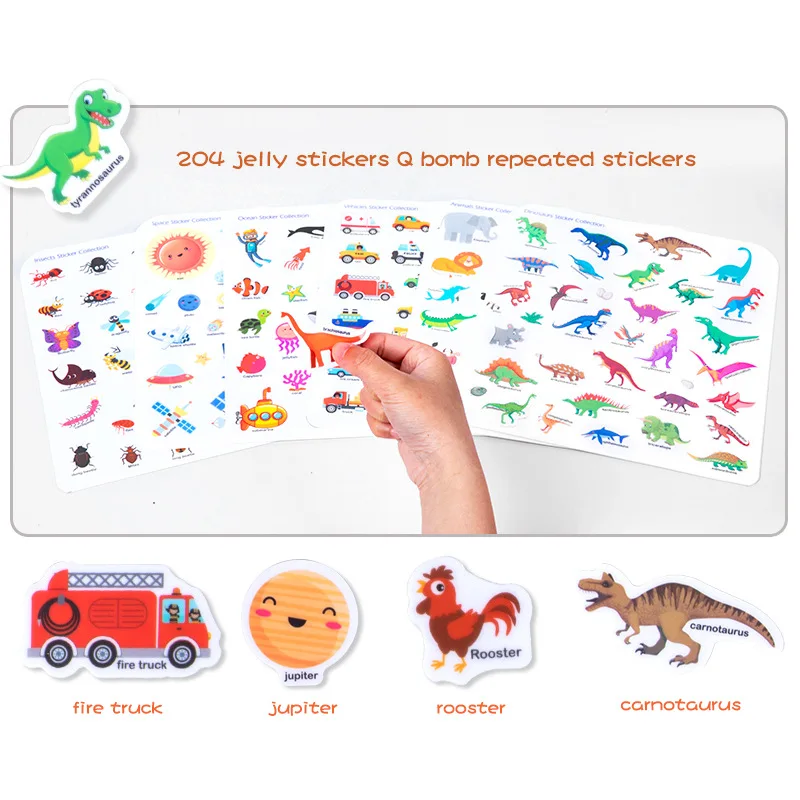 Early childhood education portable jelly sticker book Kindergarten enlightenment cognitive paste book flat puzzle