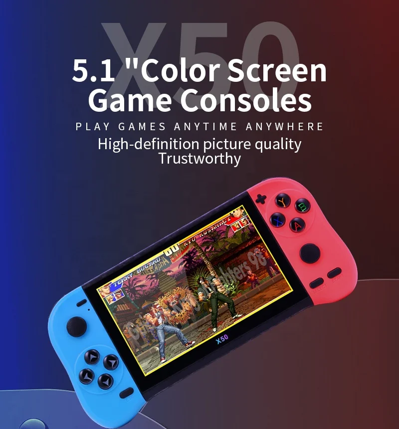 Handheld Game Console 5.1 inch HD Screen Portable Gamepad Player 6800+ Retro Classic Games 4K HD TV Video game Consoles X50