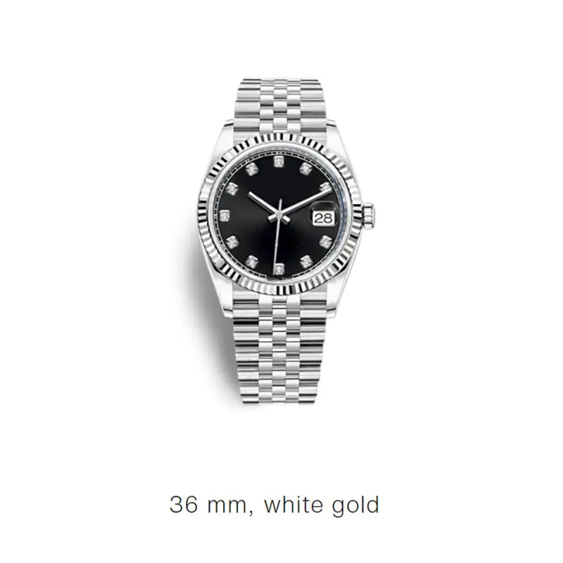 3A+ 36mm White Dial Mens Automatic Watch Silver Stainless Steel Bracelet Luminous Calendar Mechanical Wristwatch for Men