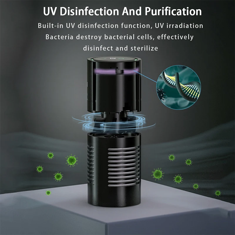 USAMS Portable Purifier With Led UV Light H13 HEPA Filter For Home Car Office Smart Car Air Purifier