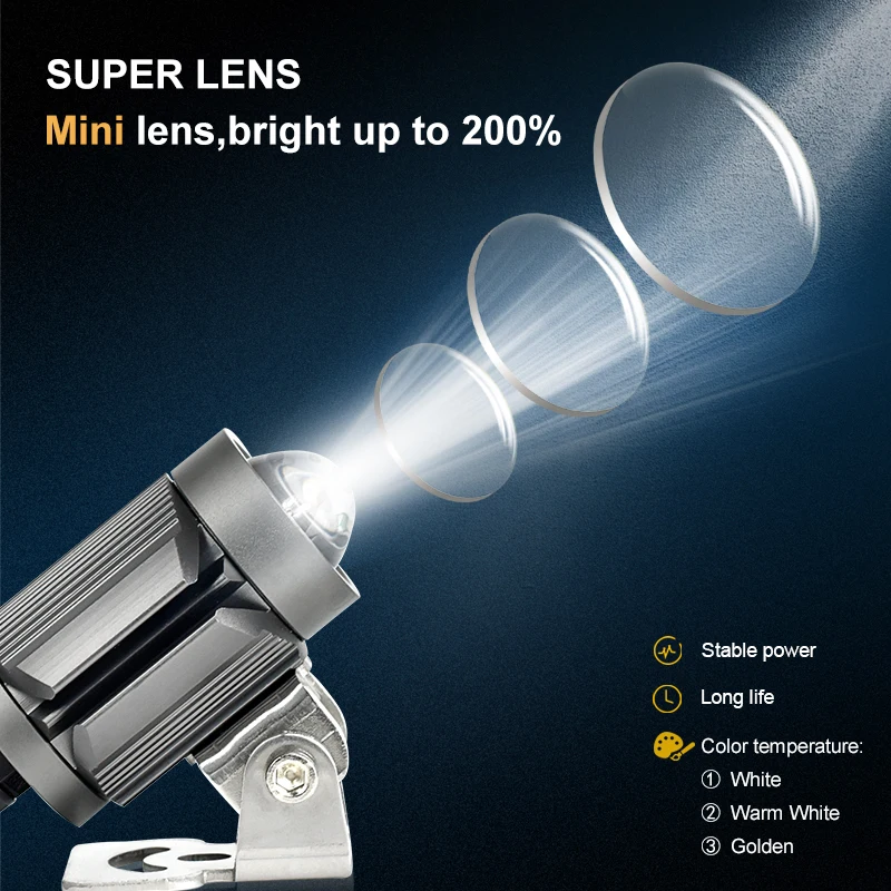 
Mini Driving Light Motorcycle Lighting Faro Luces Led para Moto Tri Color Lampu Sorot Cars Accessores Headlight for Motorcycle 