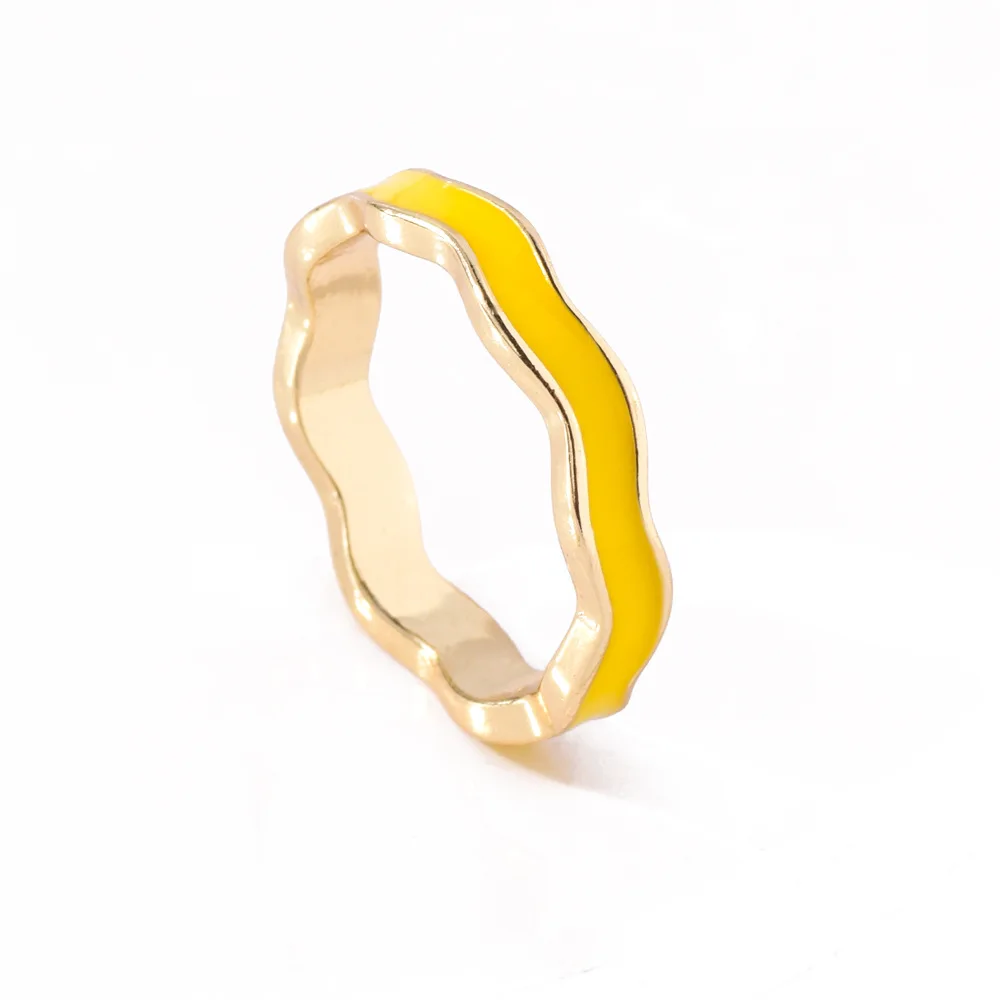 2024 Trending Product Vintage Enamel  Gold Plated Ring Adjustable Unisex Finger Ring