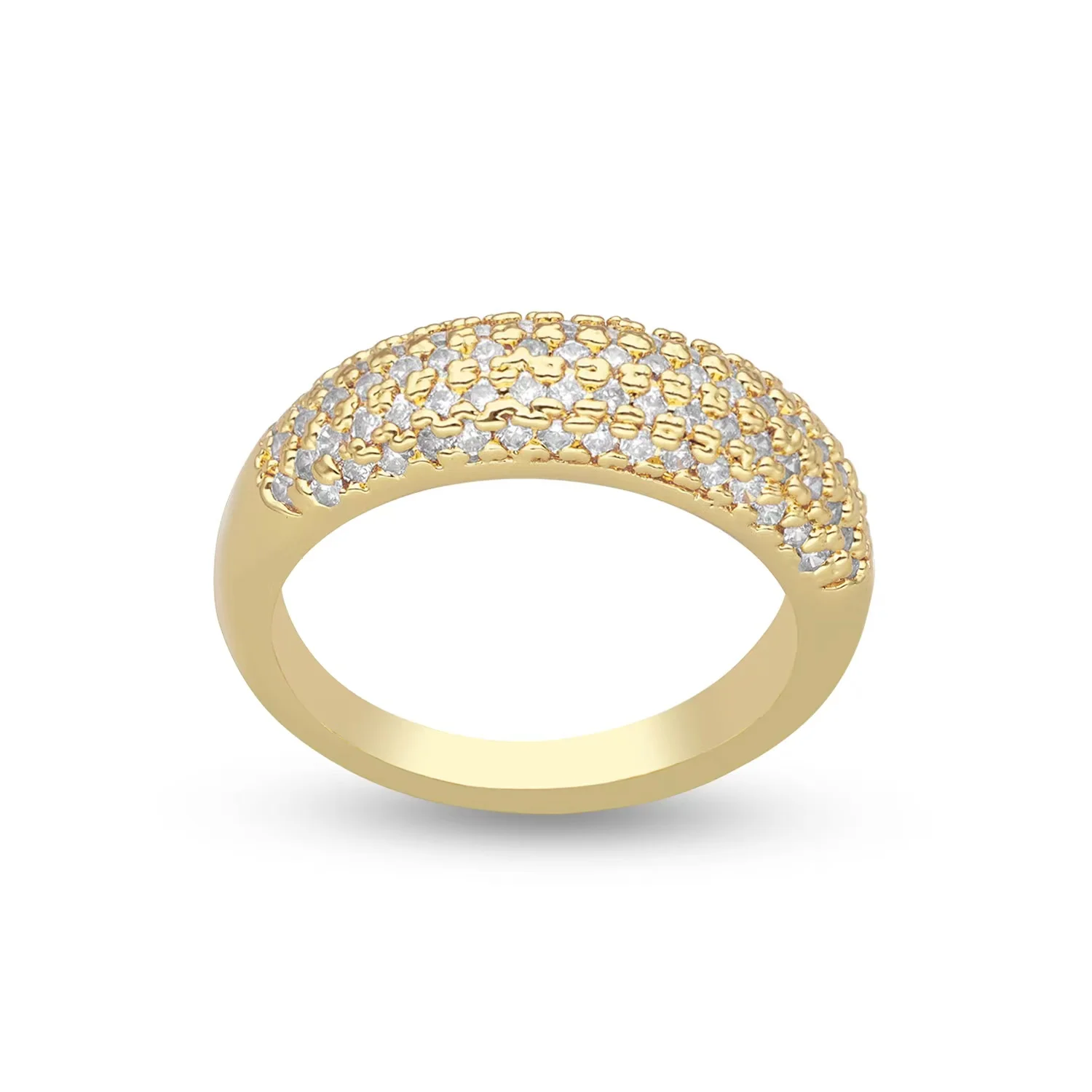 Daidan Custom Ring Manufacturer Ring Silver 925 Micro Pave Sterling Silver Micro Pave Cz Dome Stackable Zircon Ring