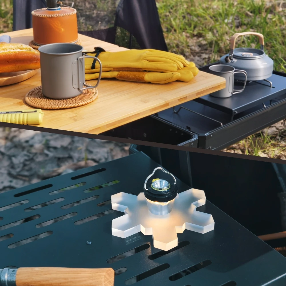 Jason Outdoor Multi-Functional Aluminum Folding Portable Picnic Table Expandable Camping Box Mobile Kitchen Outdoor Furniture