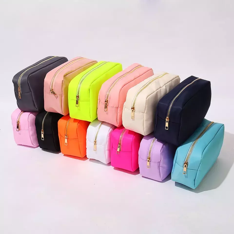 Keymay Candy Multi Colors DIY Large Storage Travel Waterproof Nylon Zipper Makeup Pouch Nylon Cosmetic Bag Travel Toiletry Bag
