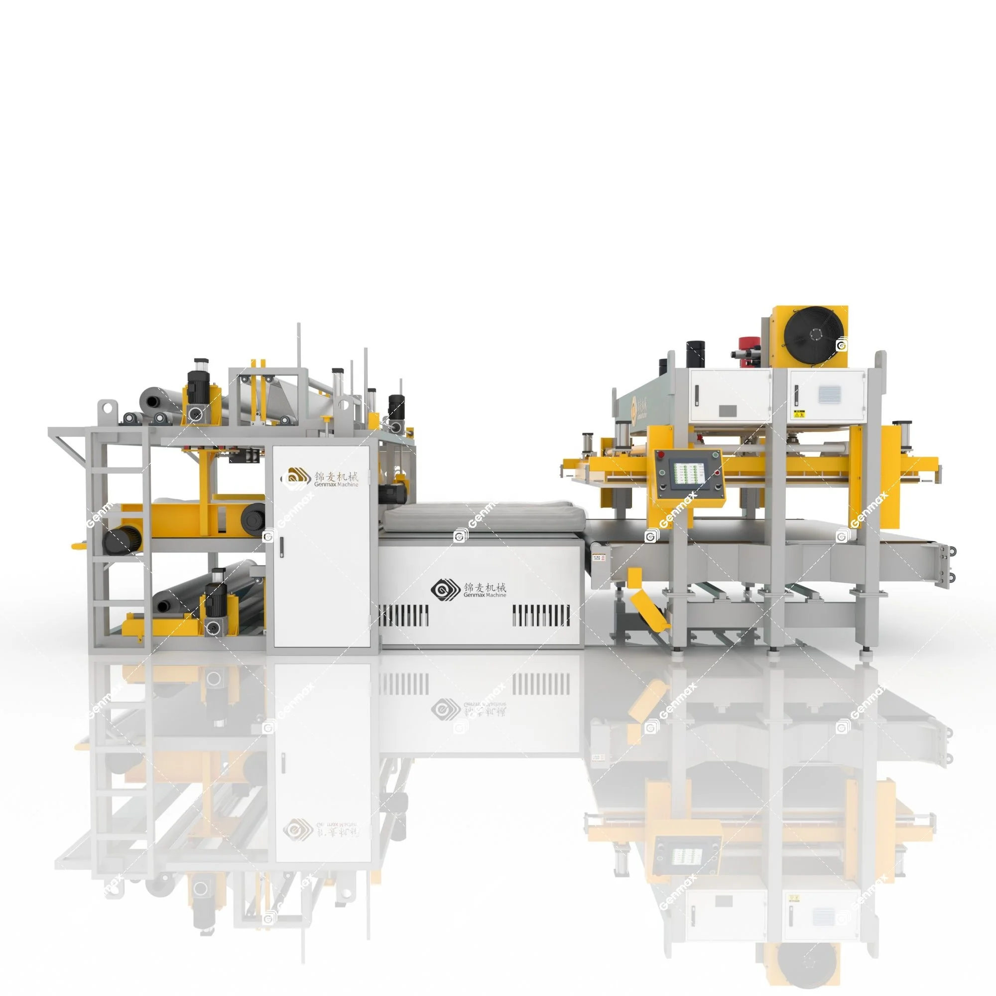 Genmax Automatic Compression and Heating Sealing PE Film PVC Film Packing Machine Line Foam Spring Latex Mattress Packing FACP