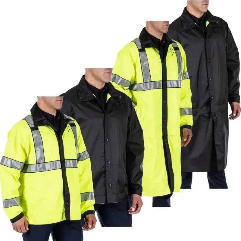 2023 High Quality Custom Waterproof reflective reversible Outdoor P0LICE Security Raincoat Uniform Jacket