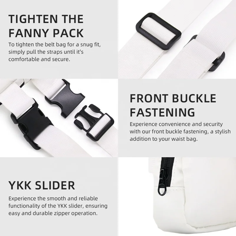 New Design YKK Large Fitness Sport Bum Bag Fanny Pack Running Wholesale Women Zipper Waist Bags Unisex With Adjustable Strap