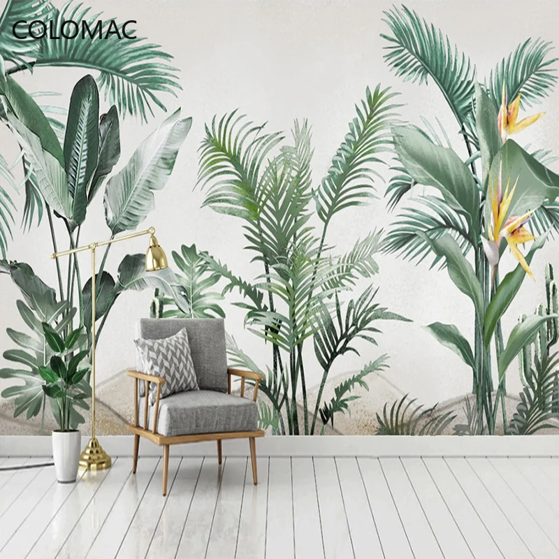 Custom Photo Wallpaper For Walls 3D Plant Green Leaf Wall Papers Home Decor Modern Living Room Peel And Stick Wall Mural