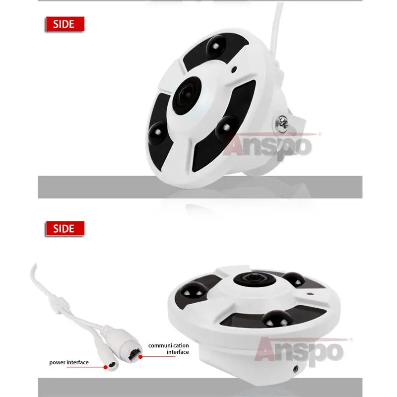 Anspo Wifi 2MP Resolution Hidden Camera Indoor Fisheyes 360 Degree Camera Factory Direct