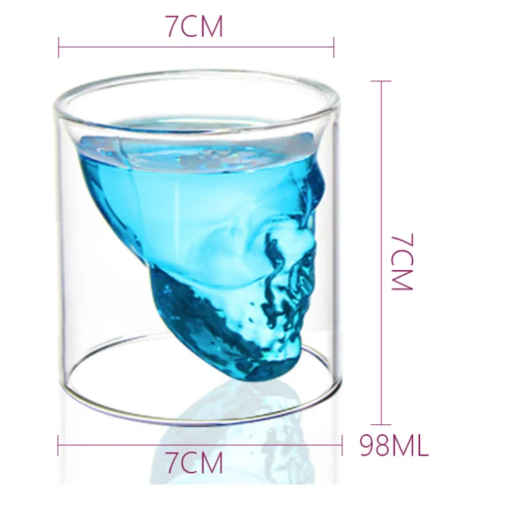 double wall skull wine glass