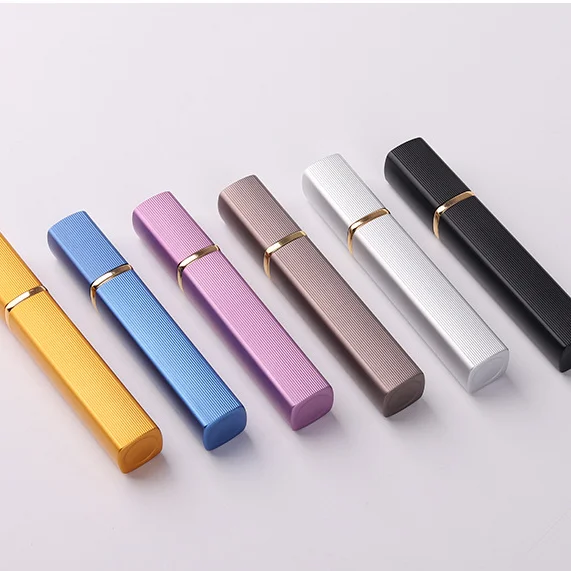 Perfume Bottle Refillable12ml Luxury Cosmetic Small Glass Lined Spray Bottle Take it with you Pink Blue Gold Silver Black Brown