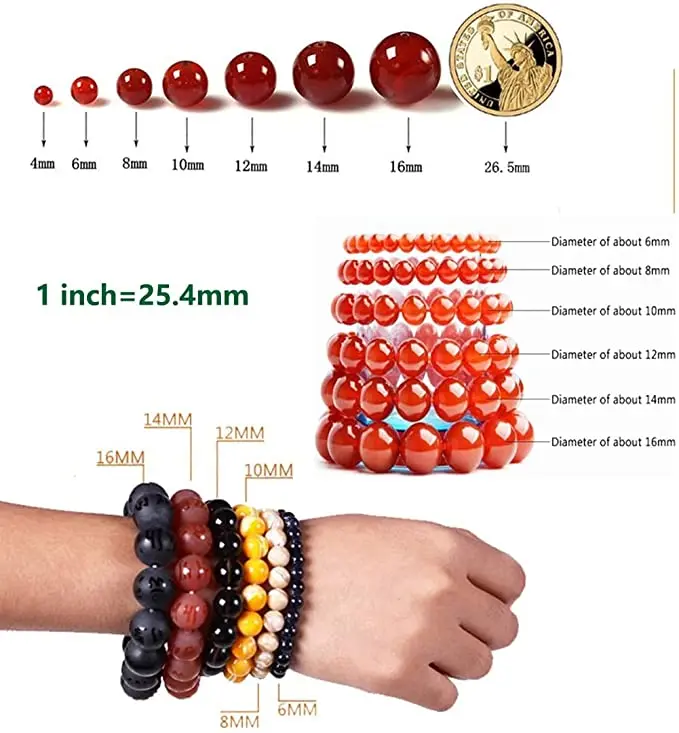 Natural Gemstone Beads 6-10mm African Bloodstone Polished Round Smooth Stone Bead for Jewelry Making Adults DIY Bracelet 15 Inch
