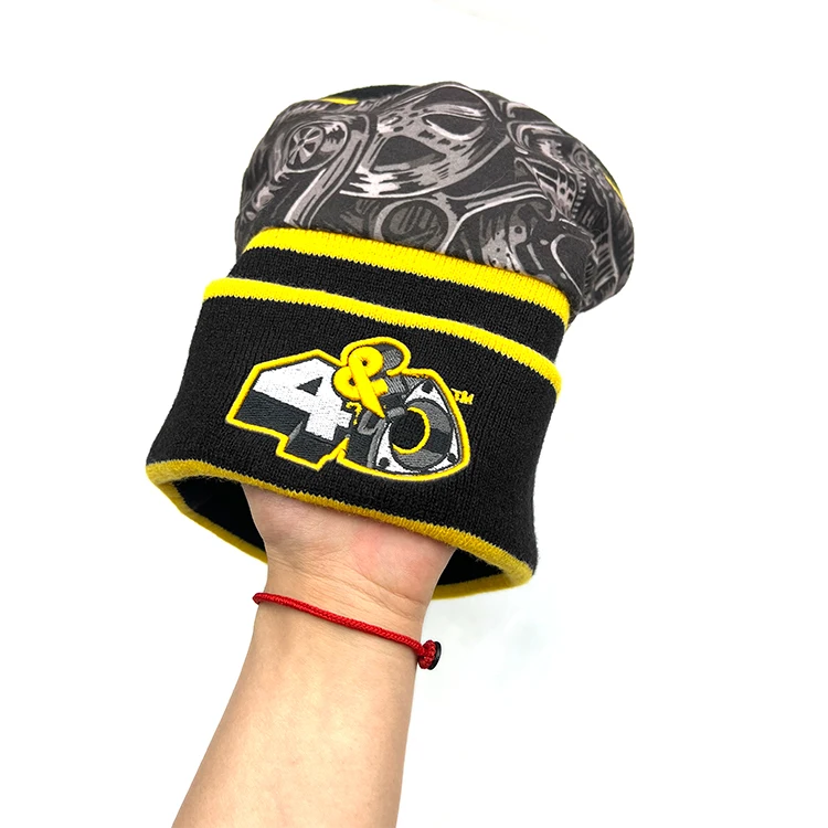 Fashionable Custom Embroidery Logo Solid Color Knit Warm Winter Beanie Hat