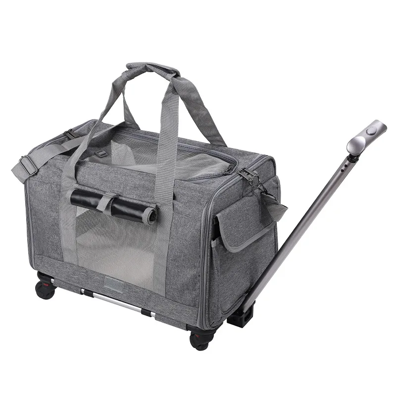 Wholesale Pet carriers and stroller with with 4 wheels and a telescopic handle for dogs cats