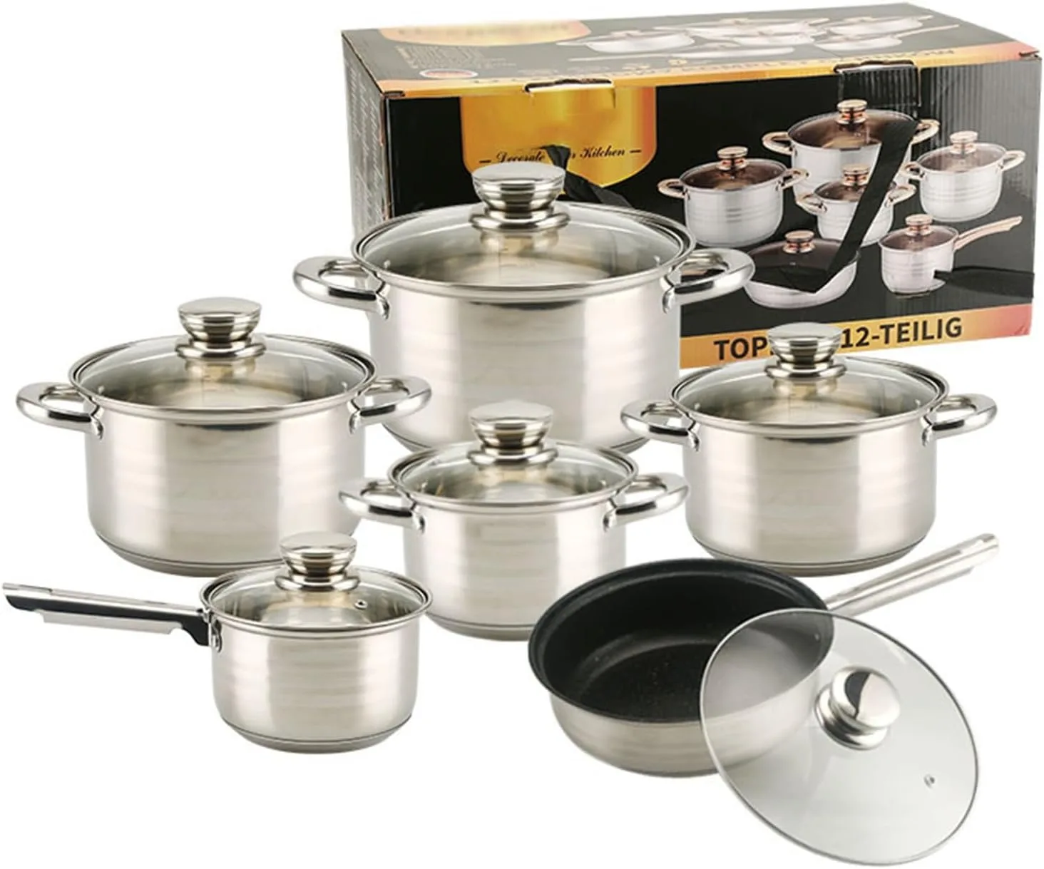 Классическая кухонная посуда оптом из нержавеющей стали 4 шт. набор посуды с крышкой