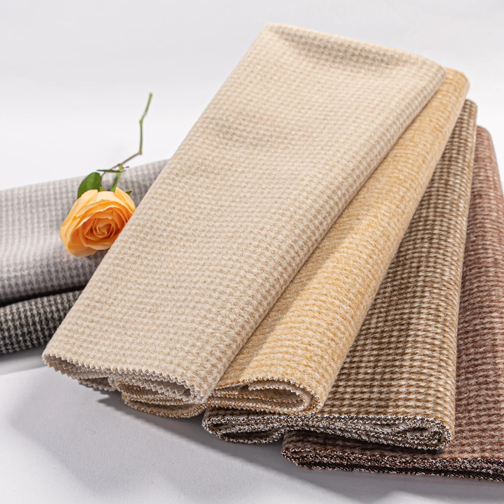 
factory price 80 polyester 20 rayon solid plaid tr brush knitted fleece fabric 